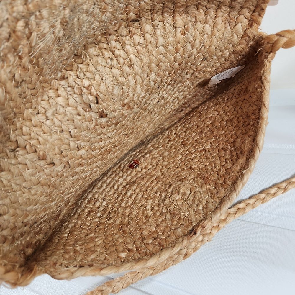 NWOT Straw Embroidered Half Moon Crossbody Bag - Picture 7 of 8